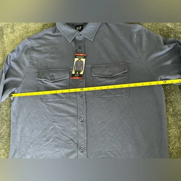 New Gap Men’s Blue Long Sleeve Knit Button Down Shirt, Size X-Large - Picture 9 of 9